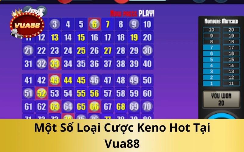Một Số Loại Cược Keno Hot Tại Vua88